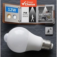 PIR Motion Sensor LED Bulb 12W E27 Auto ON/OFF Smart Light For Hallway Staircase Garage Lamp