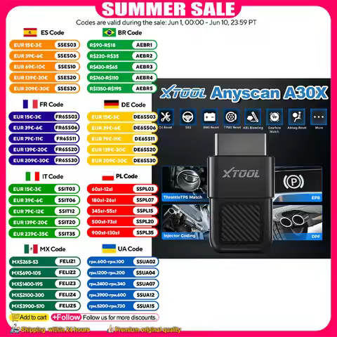 XTOOL A30X Scanner Bluetooth Auto OBD2 Diagnostic Tool 26+ Reset Functions OBDII Code Reader Anyscan