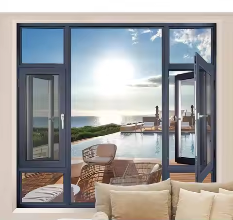 Modern Design Double Glazed Aluminium Casement Windows Custom Powder Coating Swing Glass Windows Dur