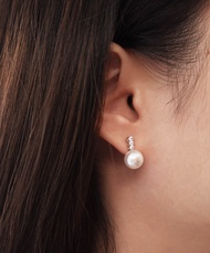 NEVER-N - ต่างหูมุกน้ำจืดแท้ - ต่างหูมุกแท้ - freshwater pearl earrings - triple diamond pearl earri