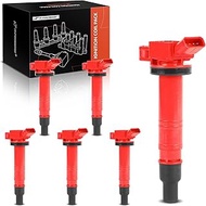 A-Premium (Red) Engine Ignition Coil Pack Compatible with Toyota Camry 2006-2010, Tacoma, Tundra, Co