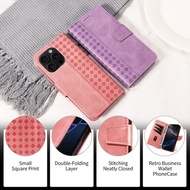 Checkered Pattern Leather Case For OPPO A5 A5X A3 A18 A38 A40 A40M A58 A60 A78 A79 A80 A98 Wallet Ph