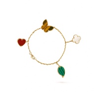【High version 1: 1】Vca 18k gold four flower bracelet female heart butterfly four leaf clover green l
