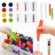 1 Set Children Fine Motor Skills Toys / Sorting Counting Training Development / Test Tube Pompoms Tweezers / Colorful Plush Balls Game / Early Educational Toy