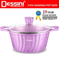 DESSINI ITALY iLT-32 Granite Die Cast Aluminium Non Stick Casserole Pot Bowl Deep Fry Pan Cookware T