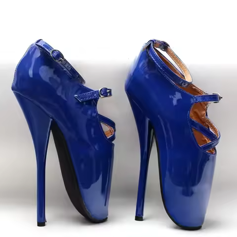 CACA Stiletto 18cm Ballet High Heels,Women Pumps,Fetish Stage Pole Dancing Shoes,Pointed Toe,Strappy