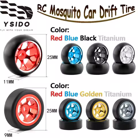 YSIDO Metal Wheel Rim Drift Car Tire for 1/28 Wltoys K979 K989 284131 Kyosho MINI-Z MINI-D RC Drift 