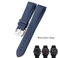 22mm Natural Rubber Silione watch band Special for Tudor Black Bay GMT Curved End Pin/Folding buckle Black Blue Red Wrist Strap