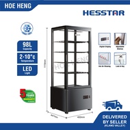 Hesstar HDS-NF98G4B Countertop 4 Side Glass Display Chiller Showcase 98L(Black)