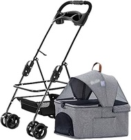 3-in-1 Dog Stroller Pet Cat Carrier Multifunctional Travel Strolling Cart with Mesh Windows Storage 