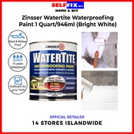 Zinsser Watertite Mold &amp; Mildew-Proof Waterproof Paint 1 Quart (Bright White) - For Interior/Exterior Concrete/Masonry