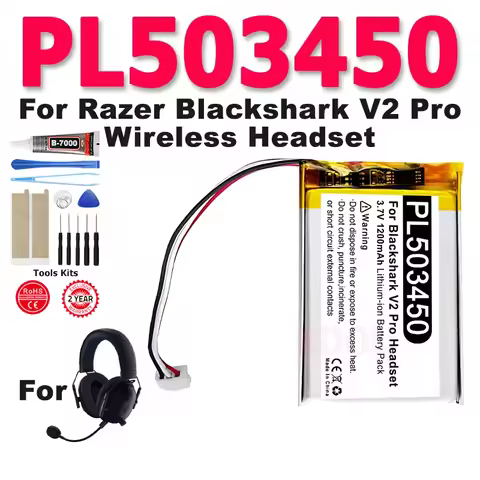 1200mAh PL503450 Battery For RAZER BLACKSHARK V2 Wireless Headset + Tools