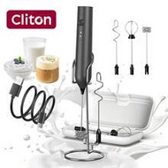 Rechargeable Handheld Milk Frother, Electric Beverage Mixer With 3 Replaceable Stirring Heads And 3 