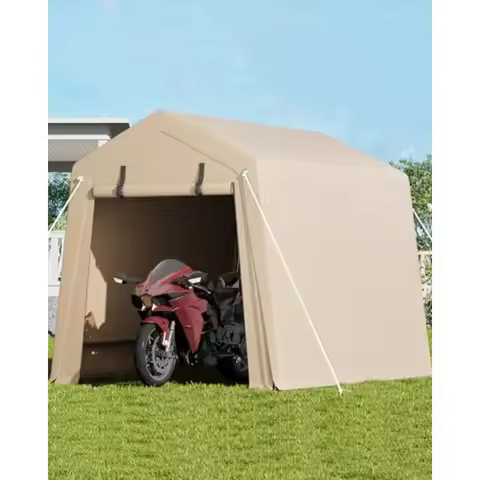 6 x 8 ft Bike Shed ATV Storage Tent Portable Storage Shed Outdoor Carport Tarp Sheds with Roll-Up Do