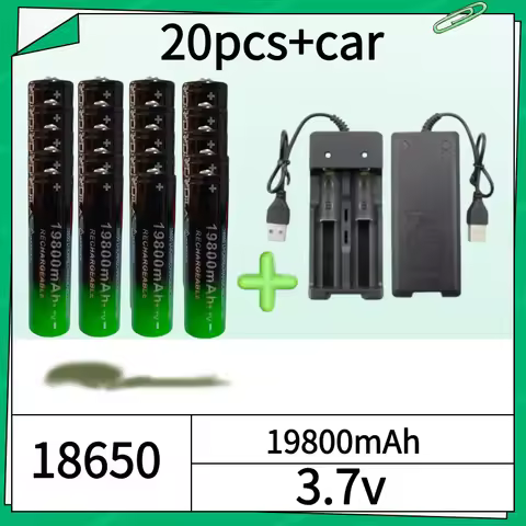 2025 pointed tip 18650rechargeable lithium battery 3.7v 19800mAh with charger rechargeable strong li
