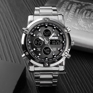 พร้อมส่ง SKMEI 1389 แท้ 100% นาฬิกาข้อมือผู้ชาย สายสแตนเลส 2 ระบบ มีเก็บเงินปลายทาง SK39-สายเงินหน้าเงิน One