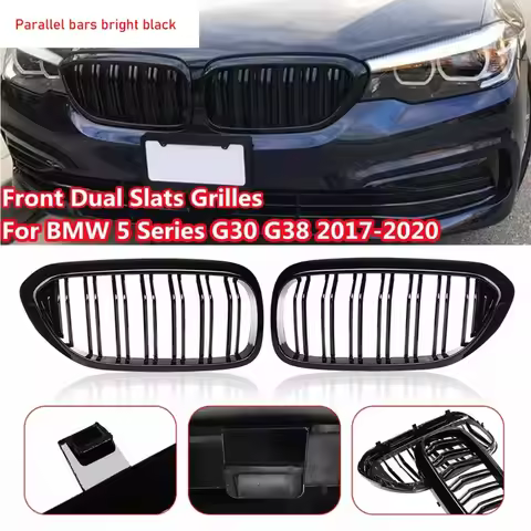 For BMW 5 Series G30 G38 520i/530i/540i/M5 2018-2020 kidney shaped grille ABS upgraded bright black 