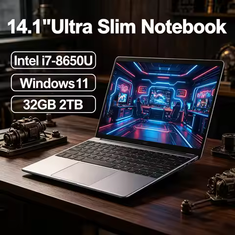 LENO Titan 14.1" Gaming Laptop, 1080P HD Screen, Intel Core i7 8650U, 32GB 2TB, Win11 Office Compute