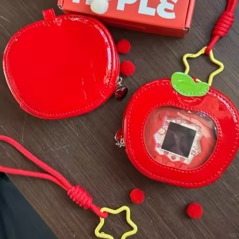 Tamagotchi Red Apple Ita Bag Storage Case With Wrist Strap For Tamagotchi Paradise Virtual Pet Devic