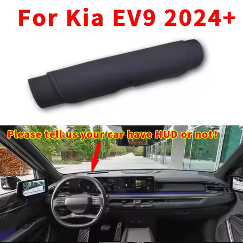 Black Leather Dashboard Dash Mat Cover Dashmat Protector For Kia EV9 2024+