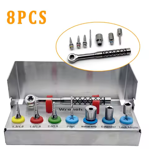 8Pcs Dental Implant Removal Kit Screw Driver Torque Wrench Ratchet Bone Expander Sos Set Remove Brok