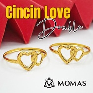 Cincin Love Double Small Emas 916 Original Cincin Emas 916 Bajet Cincin Batu Emas 916 Tulen Cincin L