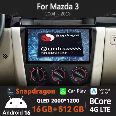 Android 16 For Mazda 3 I BK 2003 - 2009 CarPlay Auto Car Radio Multimedia Stereo Video Player GPS NA