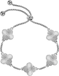 Dascus18K Gold Plated Clover Bracelet Dupes Van Cleef Gold Lucky Bracelet for Women Flower Four Leaf