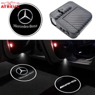1/2Pcs Mercedes Car Door Light Carbon Fiber Wireless Welcome Lamps Universal Car LED HD Projector Li