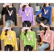 [AMYGO] Baju T Shirt Perempuan Lengan Panjang T-shirt Plus Size Long Sleeve Blouse Clothes