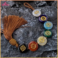 Handmade 7 Chakra Crystals Hanging Ornaments Pendant Tumbled Stones Wall Hanger for Car Wall Home In