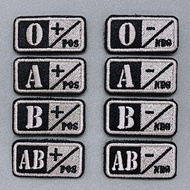 Cloth Arm Blood Group 2x4 cm V4-S Silver And Black Embroidery Police Soldier