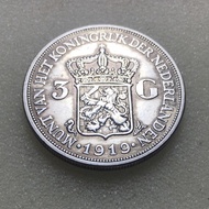Koin Kuno Wilhelmina 3G Atau 3 Gulden Tahun 1919 Asli