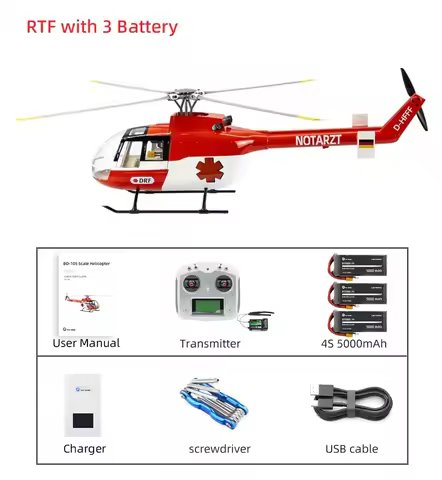 FLY WING BO105 RC Helicopter 470 Class Helicopter 4 Blades FLY WING BO105 Scale Helicopter H1 Flight