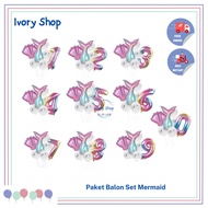 7 PCS Jumbo Rainbow Number Mermaid Foil Balloon Decoration Package 1-9 Shells