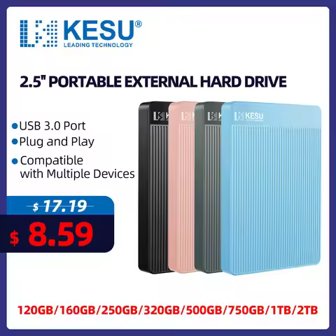 KESU HDD 2.5" Portable External Hard Drive disk 1tb/320gb/500gb/750GB USB3.0 Storage Compatible for 