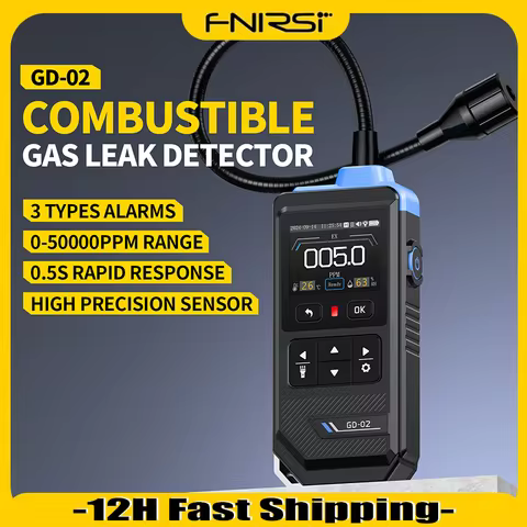 FNIRSI Portable Gas Leak Detector 50000PPM Sound & Light Alarm Combustible Natural Methane LPG Leak