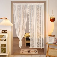 Punch-Free Installation Mesh Curtains Telescopic Rod Door Curtain Simple Girl French Lace Small Window Short Curtain Cover Cloth Gr