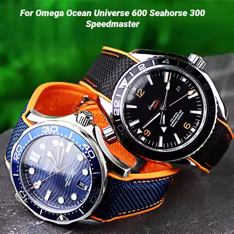 20mm 21mm 22 Curved Watch Strap For Omega Seamaster 300 Ocean Speedmaster 8900 Planet Fabric Nylon R