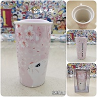 Starbucks Pink Cherry Blossom paul&amp;Joe Co-Branded Limited Double-Layer Ceramic Cat Mug with Lid Gift Box