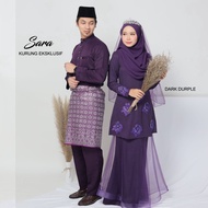 COUPLE SET KURUNG SARA / BAJU KURUNG / BAJU TUNANG / BAJU MERISIK DARK PURPLE