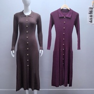 2025 Women's POLO Collar Single-Breasted Knitted Dress Women bgt114.6.19