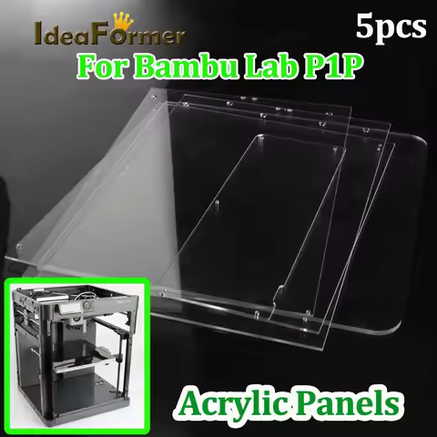 5PCS For Bambu Lab P1P Vision Enclosure High Visibility Kit Front Side Acrylic Panel Top Featuring M