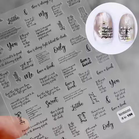 Nail Stickers 3D English Letter Words Decals Lettering Sliders Adhesive Nail Art Stickers Tips Decor