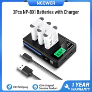 NEEWER 3ชิ้นแบตเตอรี่ทดแทน NP-BX1พร้อมที่ชาร์จแบบสามหัว USB เข้ากันได้กับ ZV1ของ Sony ZV-1 II Cybers