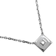 Boucheron Square Necklace with One Diamond, 18K White Gold and Diamonds, Approx. 9.2g, Women's [Pre-