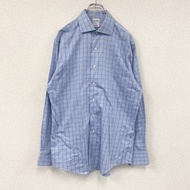 Brooks Brothers 長袖襯衫，格紋圖案，淺藍色，古著。