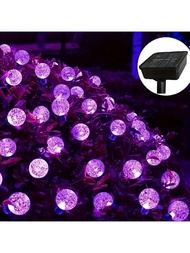 LED太陽能節慶庭院裝飾紫色氣泡球串燈花園戶外圓球彩色燈
