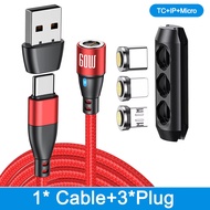 AUFU 540 Rotate 60W Fast Charging Magnetic USB Type C Cable For Macbook Xiaomi Samsung Micro Magnet