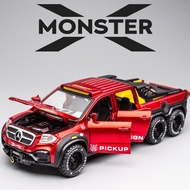 1:28 Mercedes Benz Class X MONSTER 6X6 PICKUP Cars Models Alloy Diecast Toys VehiclesHT99 UBU3